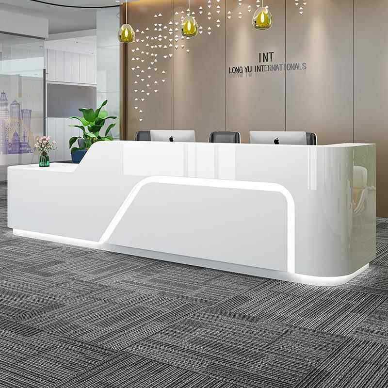 简约现代公司烤漆前台时尚异形接待台咨询吧台宾馆创意迎宾收银桌