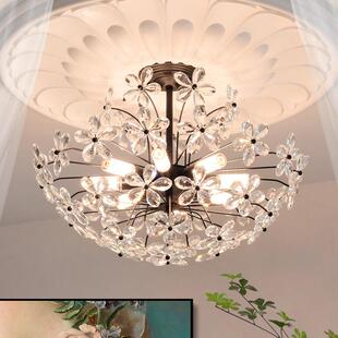 花朵水晶灯轻奢高级感法式客厅吊灯吸顶灯餐厅卧室奶油风客厅吊灯