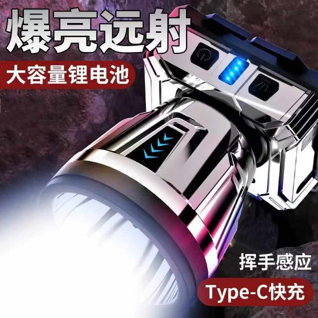 跨境户外长续航强光头灯LED 头戴式充电夜钓矿灯超亮应急探照电筒