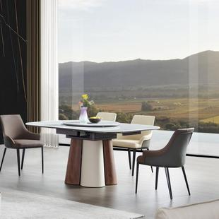 意式 轻奢超晶石多功能方形餐桌椅高级感现代简约折叠伸缩吃饭桌子