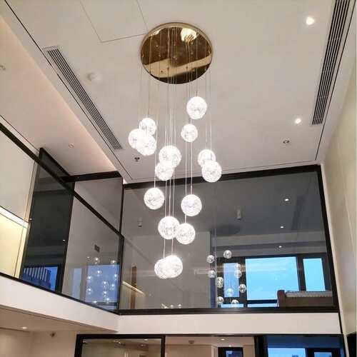 楼梯吊灯复式楼大挑空客厅别墅loft吊灯店铺商用现代简约中山灯具
