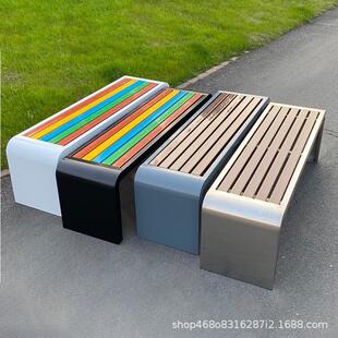 公园椅户外靠背椅不锈钢防腐塑木商场广场座椅室外休息凳公共座椅