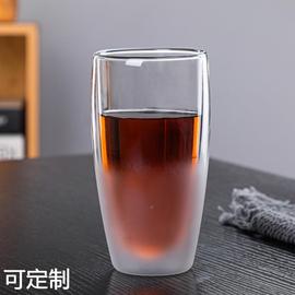 网红玻璃杯双层隔热磨砂水杯咖啡杯玻璃马克杯，果汁牛奶杯