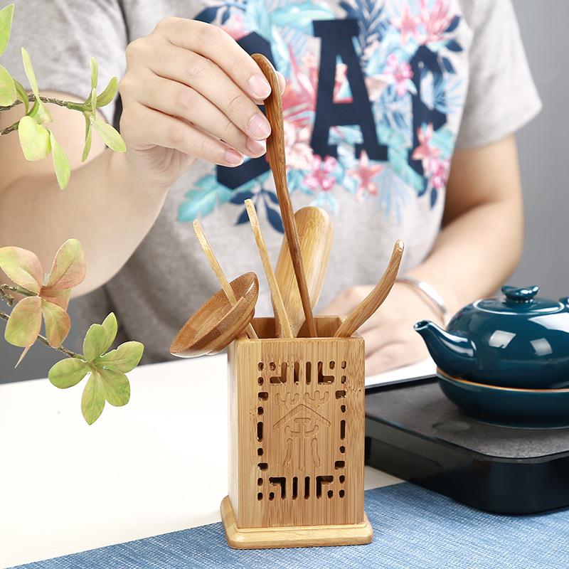 【直销特价】茶道六君子套装 六角镂空六君子 竹制茶具配件