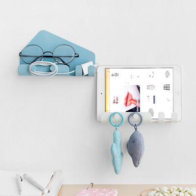 Large Adhesive Traceless Hook 4-Hook Organizer for Doors, Cr
