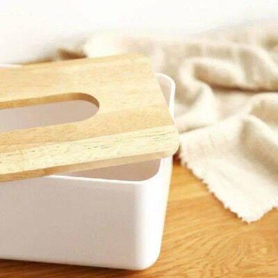 Plastic Tissue Box Modern Wooden Cover Paper with Oak Home