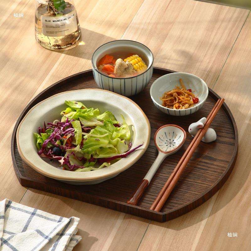 日式仪式感餐具一人食碗盘筷套装带托盘月子民宿早餐盘一人用