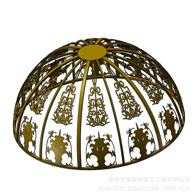 户外不锈钢铁艺凉亭顶廊架别墅穹顶圆顶景观钢结构花架宝顶盖室外