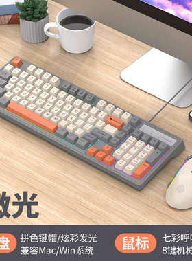 蝰蛇KM800机械手感游戏键盘鼠标套装有线USB电脑笔记本女生98键CF
