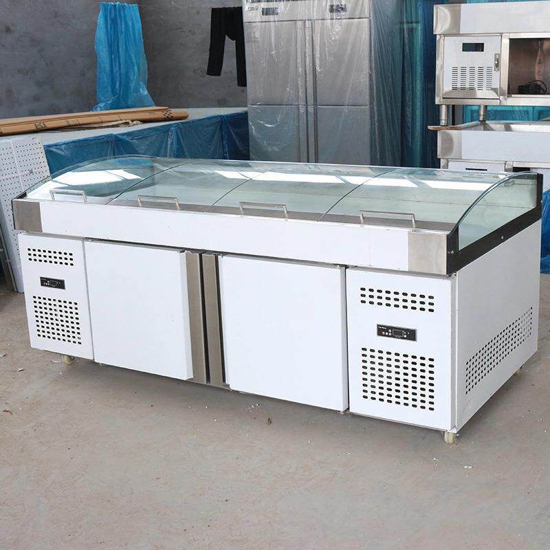 不锈钢冰台 商超海鲜冷藏展示冰柜水产点菜柜 商用卧式保鲜冷藏柜