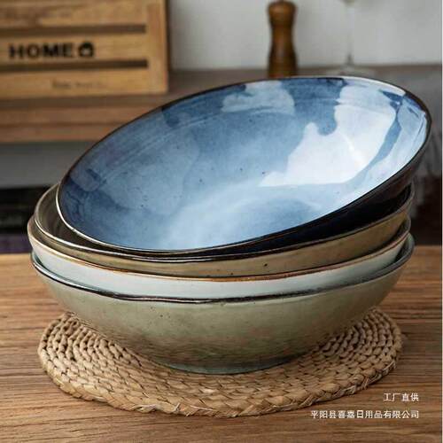 复古陶瓷窑变螺纹大号敞口汤碗酸菜鱼大碗水果盆龙虾果盘大汤其他