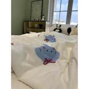 简约风可爱小蓝象凉感夏凉被薄被针织云柔被空调被可机洗舒适柔软