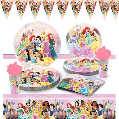 公主派对一次性纸盘桌布 Princess Party Supplies Decorations