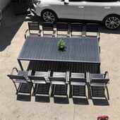 户外桌椅吃饭喝茶休闲餐椅组合咖啡奶茶椅铝合金庭院别墅塑木桌子