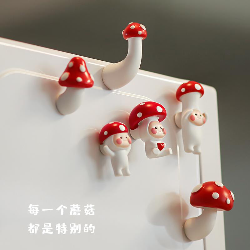 可爱日子 3D立体可爱创意红蘑菇卡通冰箱磁贴有趣个性装饰挂件