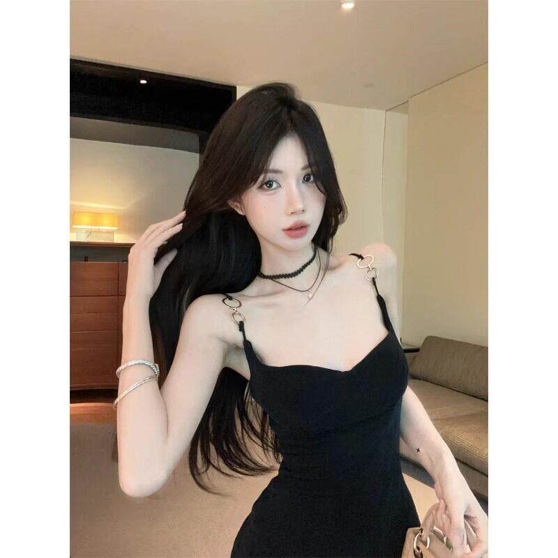 名媛吊带连衣裙女夏纯欲辣妹性感包臀裙显身材不带胸垫绝美抹胸裙