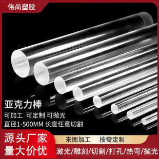 实心圆柱2切导玻璃棒 棒亚克光300mm加工零力透明棒有机条子直径
