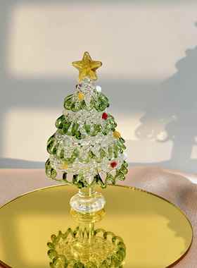 淄博纯手工琉璃耶诞树拉丝透明桌面摆件装饰品创意耶诞节生日礼物