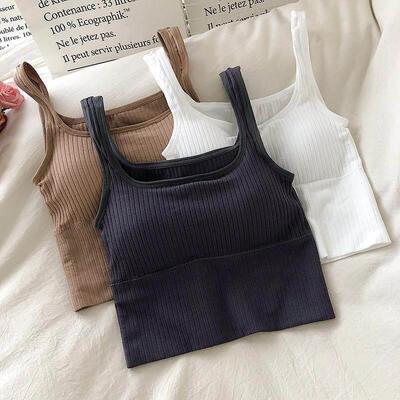 Seamless Crop Top Women Underwear Wire-Free U-Shaped Camisol