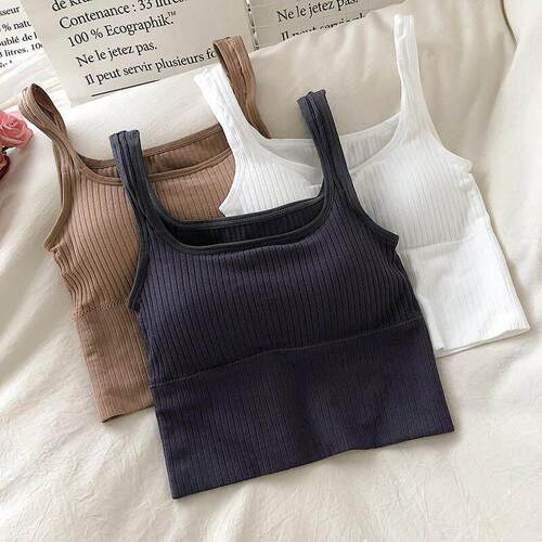 Seamless Crop Top Women Underwear Wire-Free U-Shaped Camisol