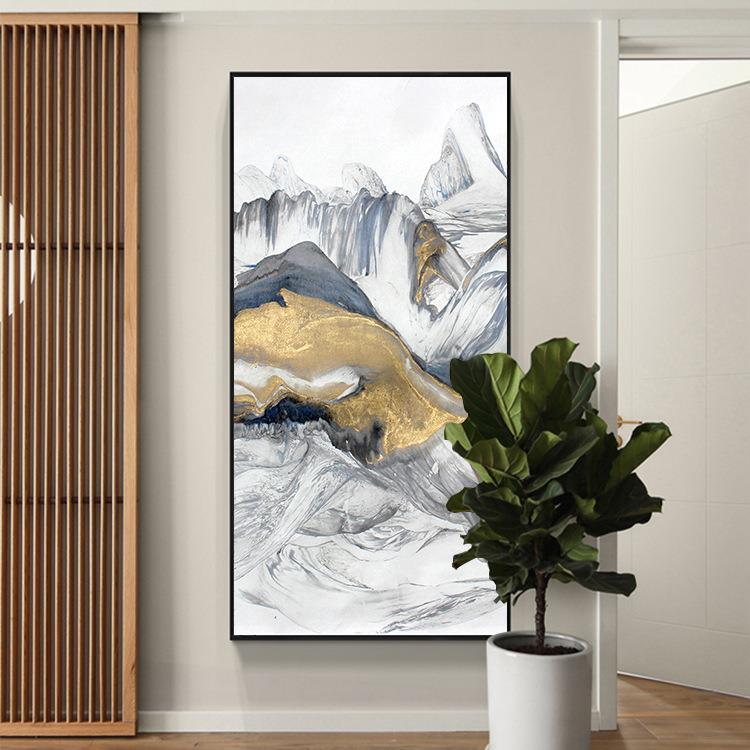 新中式挂画水墨艺术现代简约书房竖版玄关画竖版客厅抽象装饰画