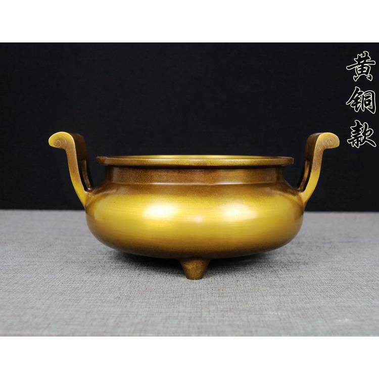 高档铜香炉纯家用仿古上香炉焚香炉室件内摆大佛具铜茶道家用号熏