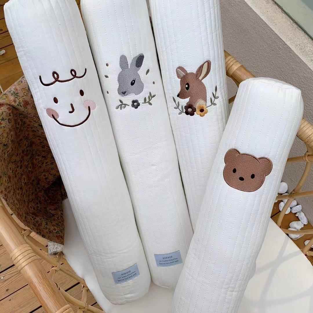 水洗棉卡通宝宝安全防撞枕长方形圆柱形纯棉抱枕含芯侧睡挡枕