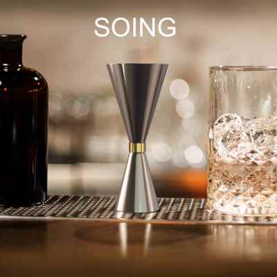 SOING品牌金环不锈钢量酒器盎司杯杯调酒带刻度鸡尾酒量杯酒吧