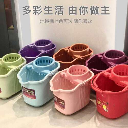 特厚滑轮洗拖把桶加厚鹿皮自拧水拖把沥水桶耐用一整套拖地桶宿舍
