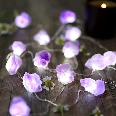 30 Head White Light String Amethyst Crystal Operated