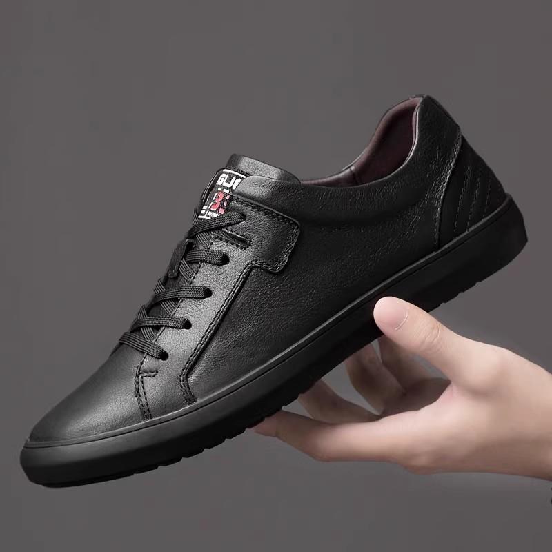 正品头层牛皮春夏季男士小白男软真皮底休鞋闲皮鞋7码韩版345码板