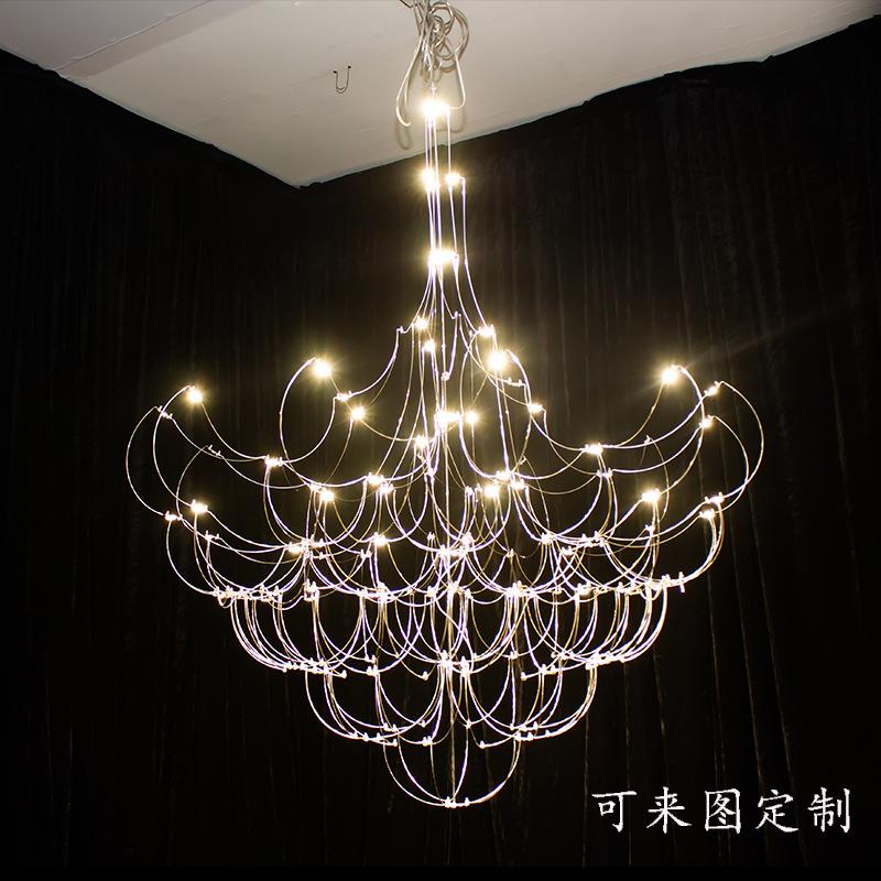 复式楼大厅别墅吊灯 设计师新品大堂商铺服装店展厅售楼部LED灯具