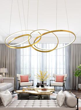 艺术个性吊灯 后现代简约客厅灯led装饰金色圆圈餐吊灯chandelier