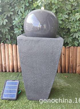 F153-MB11太阳能款仿石头感室内外流水装饰品-3