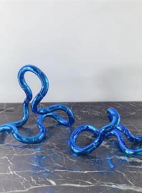 现代简约样板房几何摆件环形曲线雕塑静物摆设室内客厅装饰品