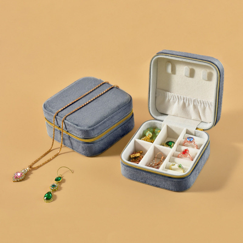 便携首饰盒高档饰品收纳盒绒面小巧项链耳钉戒指精致旅行随身包袋,包装,首饰包装,淘宝优惠券,粉丝福利购,淘宝优惠卷