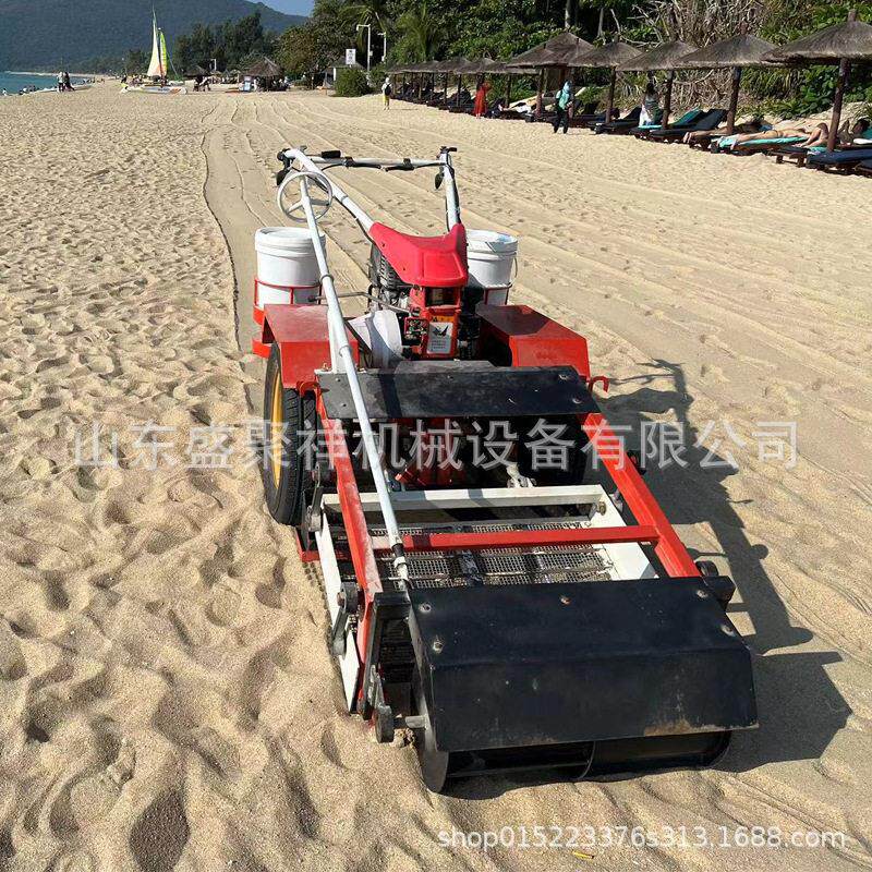 手推式海边沙滩清理机戈壁沙滩石头清理捡碎石机 过滤分离清洁机