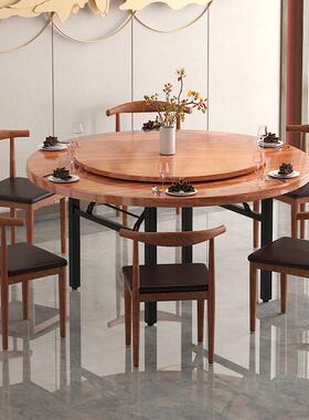 A6T加厚实木大圆桌带转盘圆形餐桌家用10人15人酒店饭店餐厅圆桌