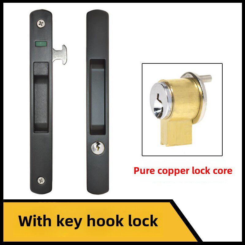 铝合金推拉门钩锁90断桥锁移门勾锁双面带钥匙窗门锁卫生间条形锁