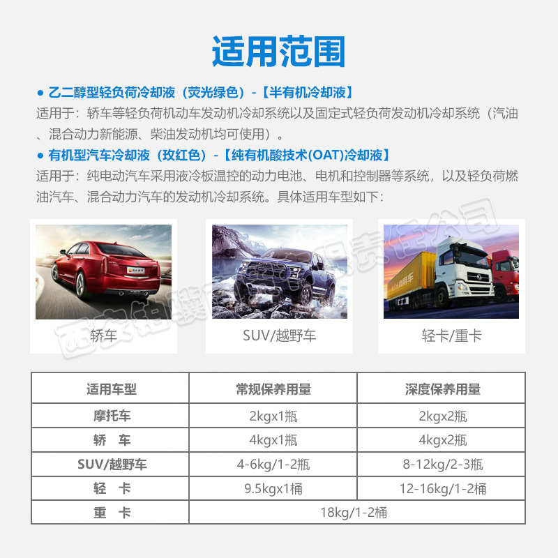 昆仑之星红色纯有机酸OAT冷却液绿色乙二醇型长效通用汽车防冻液
