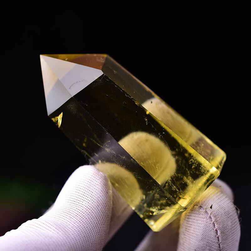 天然黄水晶原石柱子六棱柱单尖柱原石打磨水晶柱家居摆件 柱