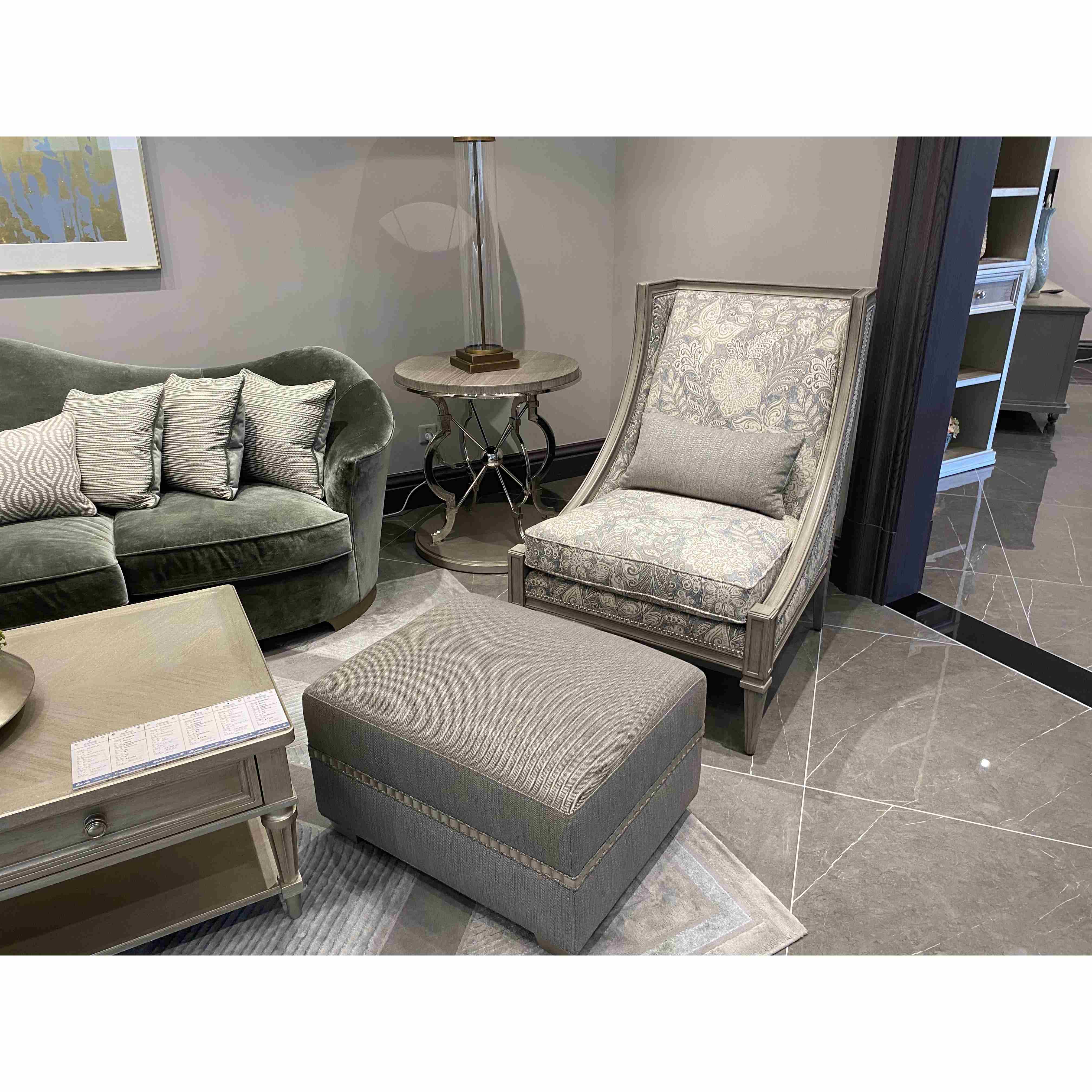 9W美轻式奢单高背LXI-0679沙发椅ar莫t实木人家具里印象复古绣花