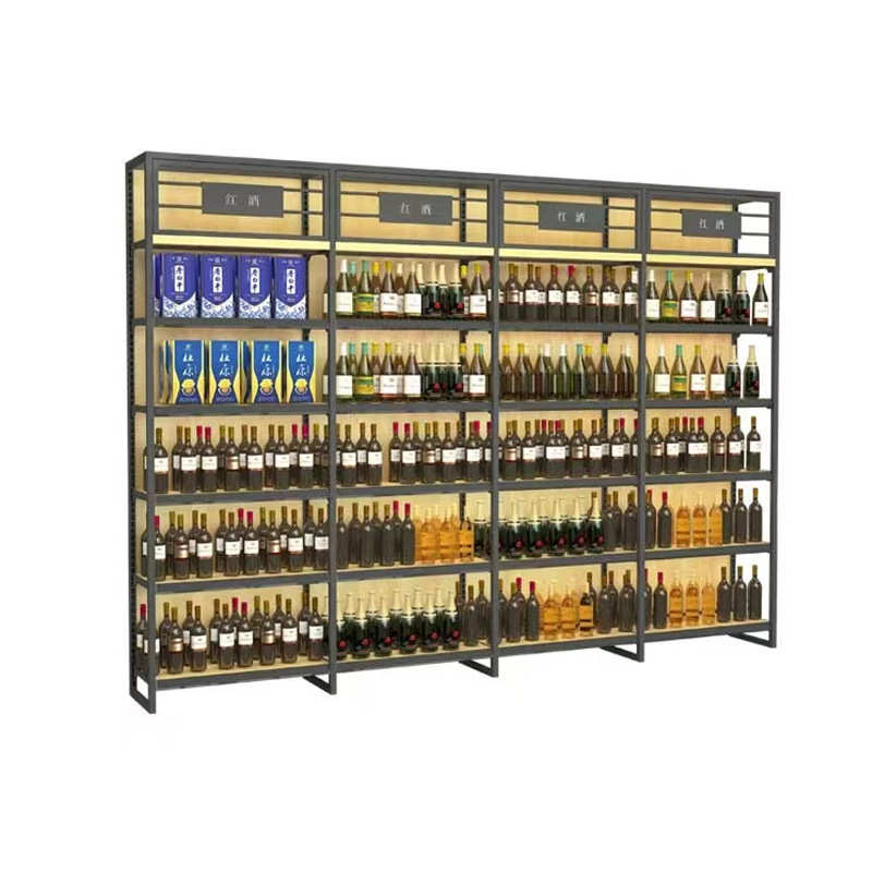 超市烟酒店酒柜展示架置物架白酒展示柜靠墙陈列柜双面中岛展柜