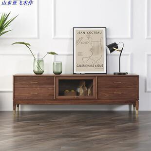 北欧简约现代黑胡桃木电视柜白橡木樱桃木地柜小户型客厅家具