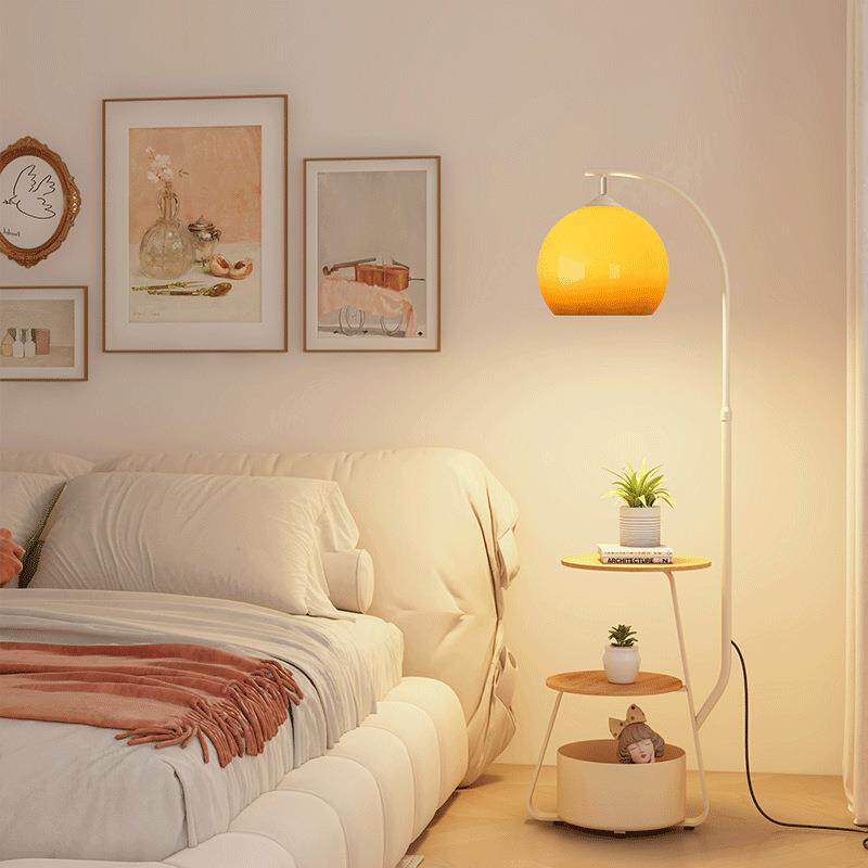 玻璃柚子客厅沙发落地灯卧室床头柜一体台灯玻璃灯罩立式氛围灯