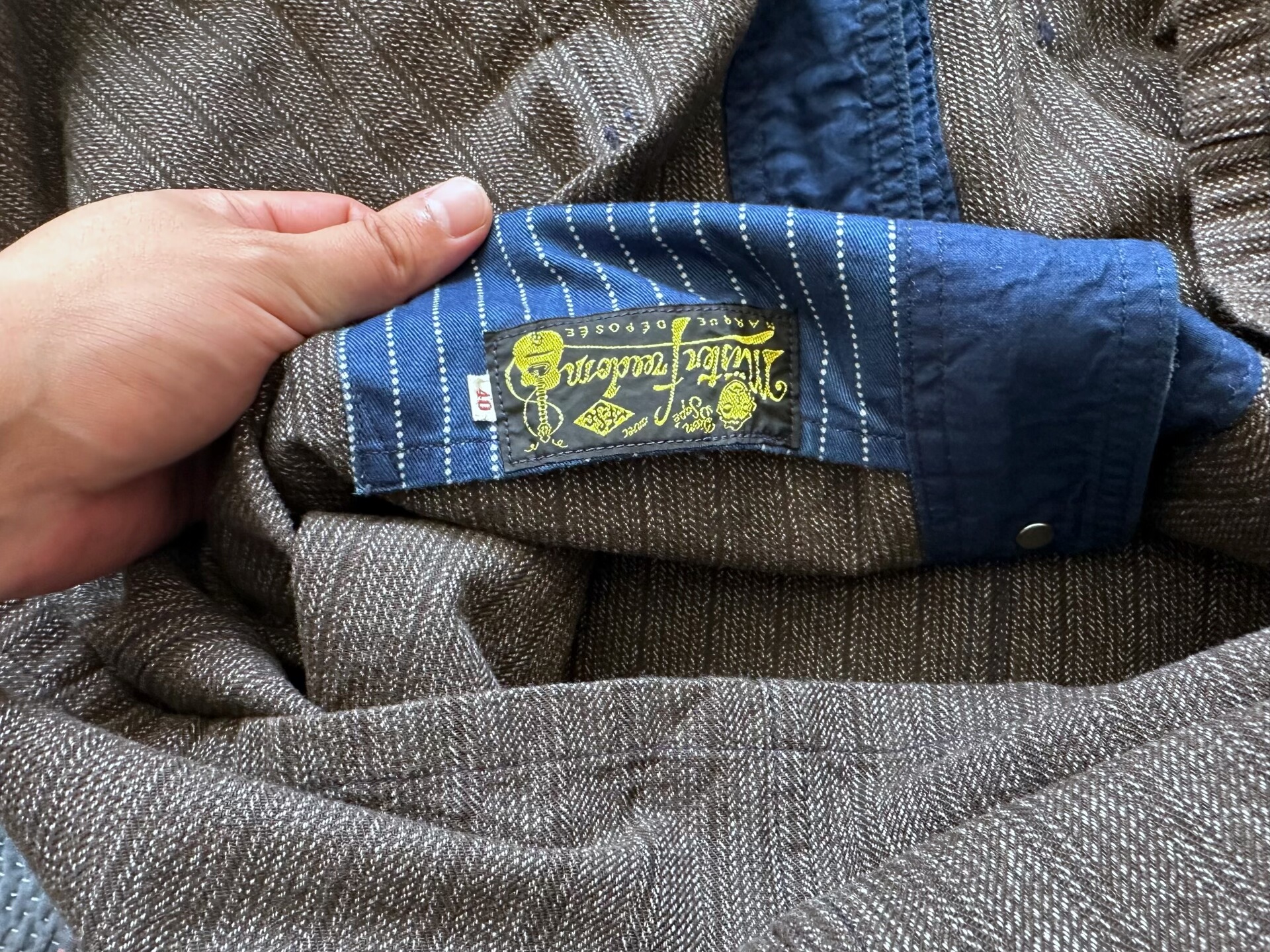 Mister Freedom Brown Striped Workwear Jacket — label