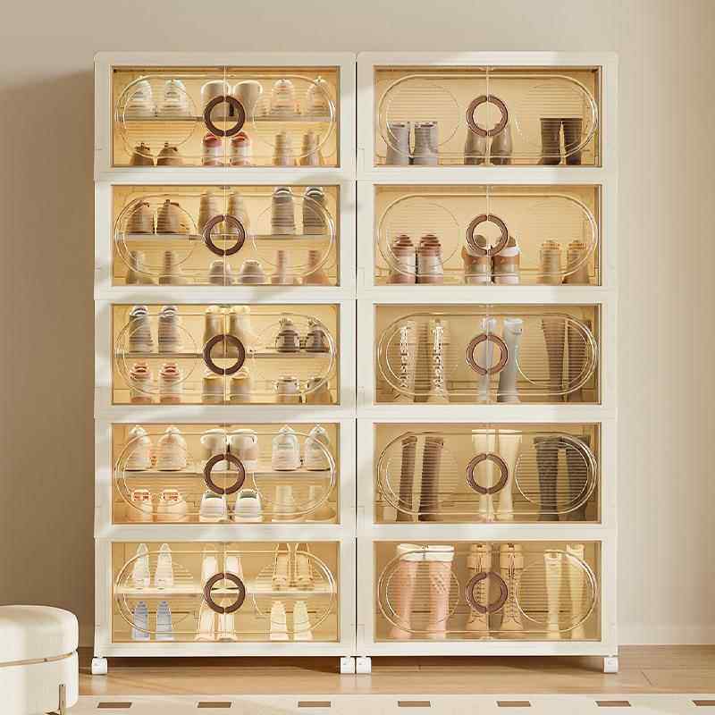 家用加厚收纳鞋盒透明可开门多功能折叠零食收纳柜客厅大容量鞋柜,住宅家具,鞋架,淘宝优惠券,粉丝福利购,淘宝优惠卷