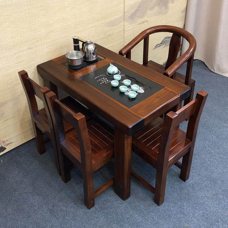 全实木古董茶几阳台小茶几商店茶几船木茶几新中式茶几和椅子组合