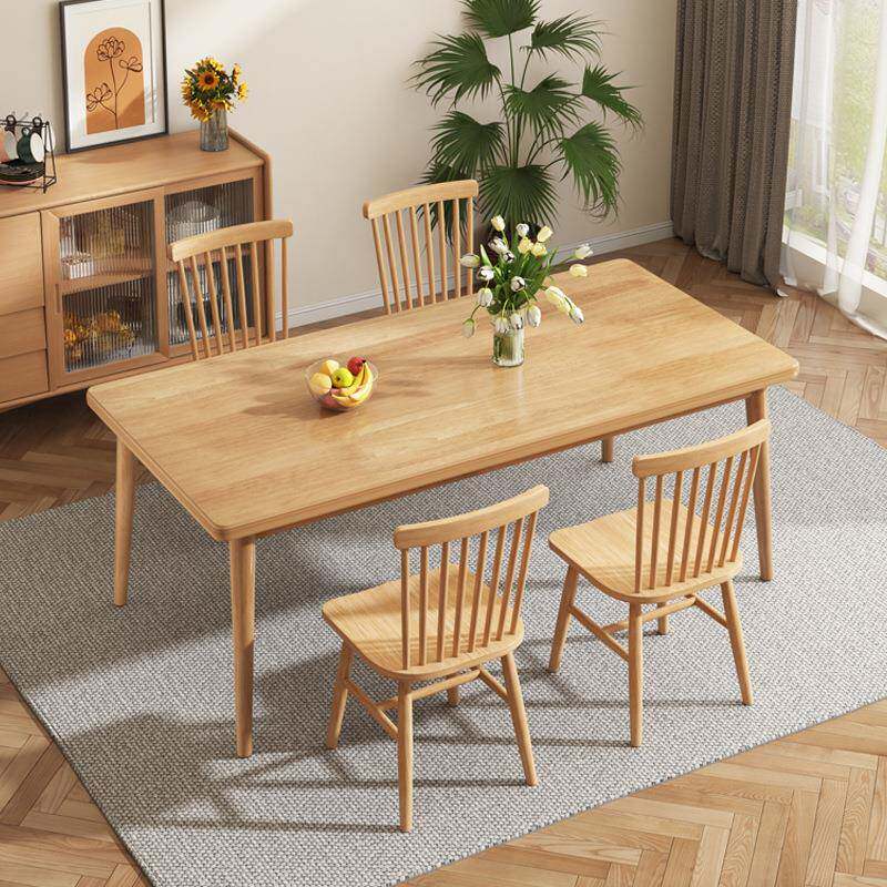 实木餐桌椅组合2026新款小户型家用原木风大板长方形餐桌客厅简约