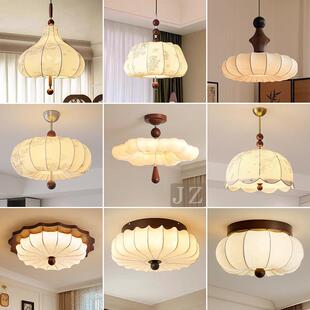 法式 中古风卧室吊灯宋代美学温馨布艺房间灯南洋复古餐厅书房灯具